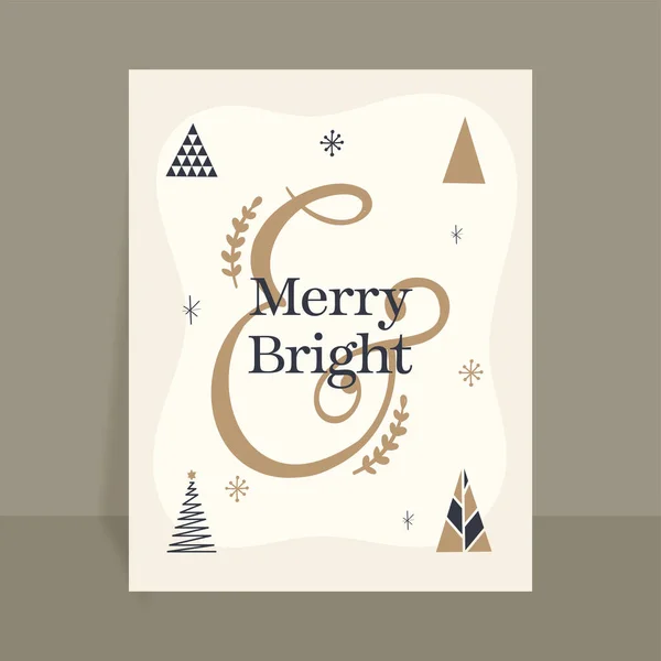 Feliz Texto Brillante Con Varios Árboles Navidad Estilo Copos Nieve — Archivo Imágenes Vectoriales