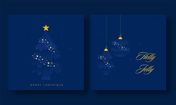 Feliz Natal Cartão Saudação Com Árvore Natal Criativo Baubles Pendurar — Vetor de Stock