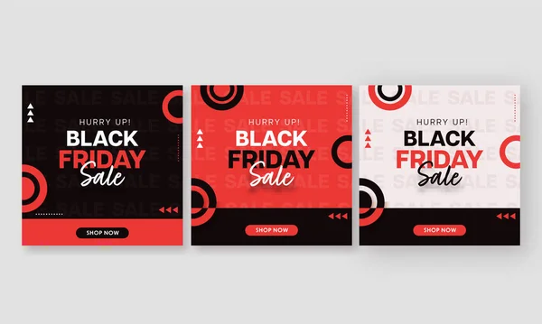Social Media Black Friday Sale Post Template Design Three Options — Stock Vector