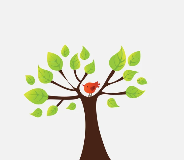 Vektorbaum mit Vogel — Stockvektor