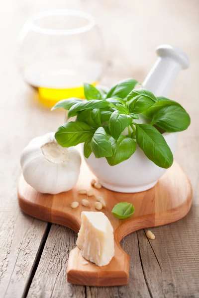 Ingredientes para salsa de pesto — Foto de Stock