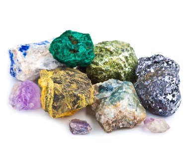 collection of minerals isolated clipart