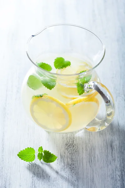 Fresh lemonade in jar — Stock Photo, Image