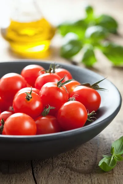 Tomates cherry y albahaca — Foto de Stock