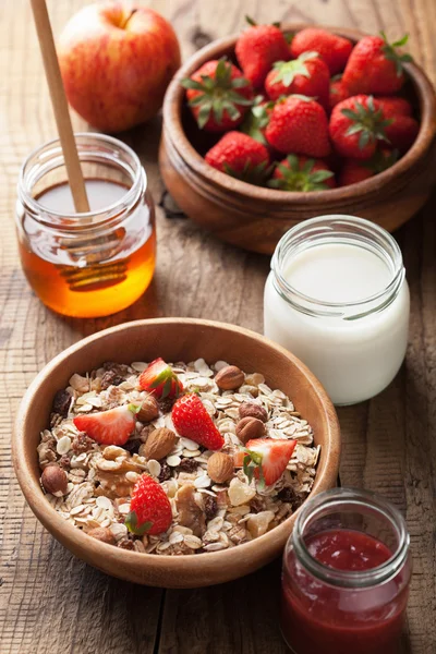 Zdrowe śniadanie z musli i jagoda — Zdjęcie stockowe