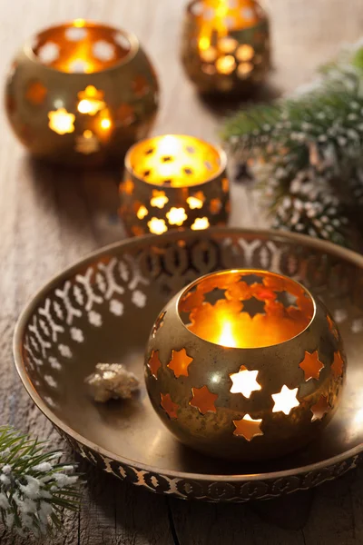 Burning christmas lanterns — Stock Photo, Image