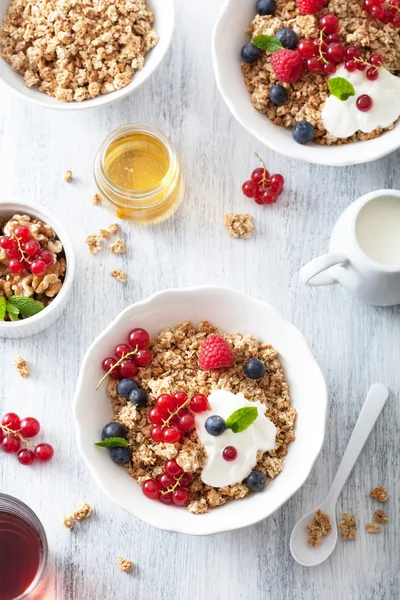 Egészséges reggeli joghurt bogyós granola — Stock Fotó