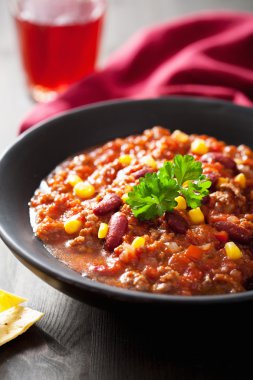 Meksikalı chili con carne siyah plaka