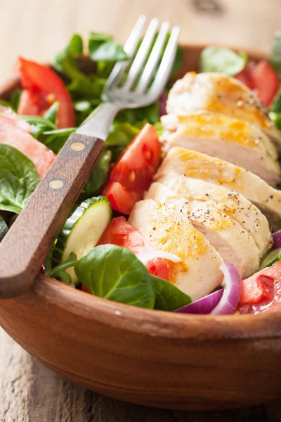 Salada de frango com tomates e pepino — Fotografia de Stock