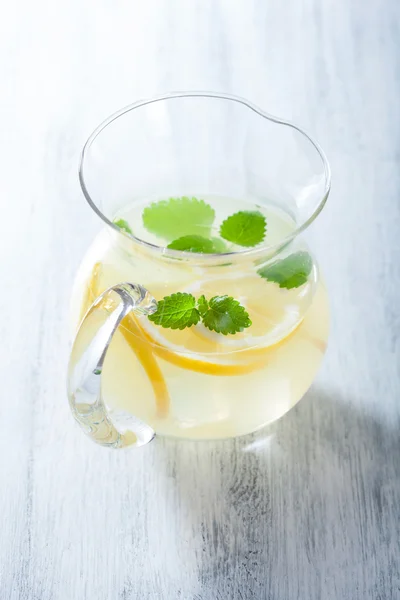 Fresh lemonade in jar — Stock Photo, Image