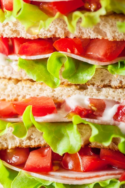 Sandwich with ham tomato and lettuce background — Stock Photo, Image