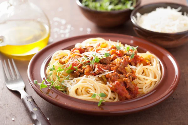 Macarrão italiano espaguete bolonhesa — Fotografia de Stock