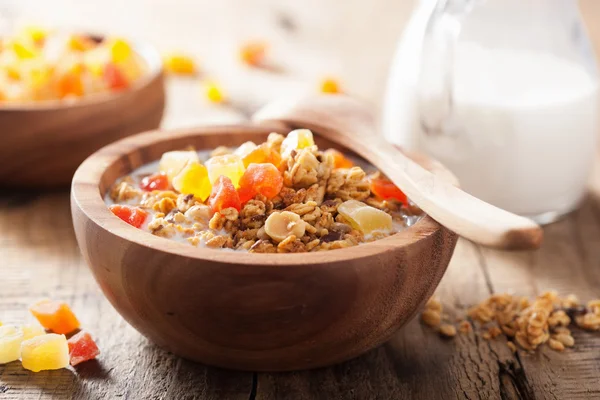 Healthy granola with dry fruits for breakfast — Stock Photo, Image