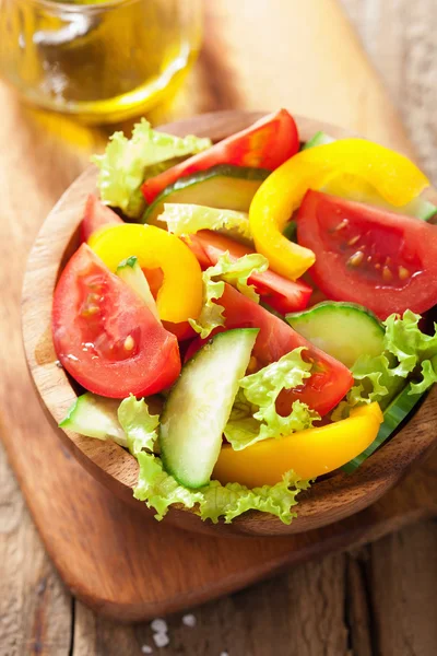 Gesunder Salat mit Tomaten, Gurken und Paprika — Stockfoto
