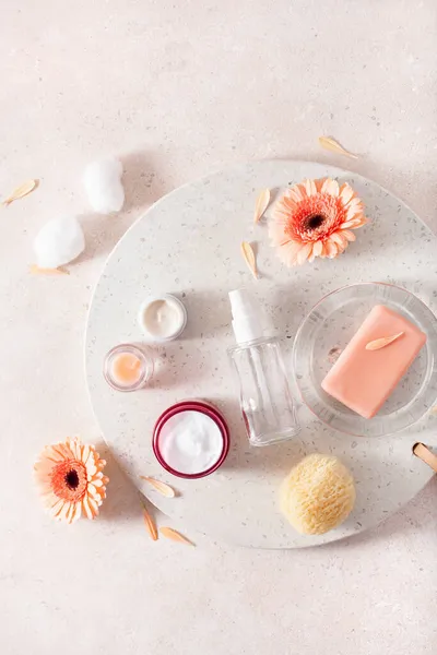 Produits Soins Peau Fleurs Marguerite Cosmétiques Naturels Pour Soins Spa — Photo