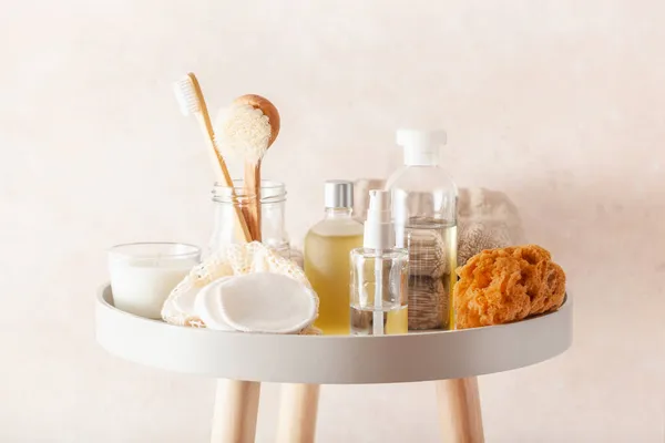 Zero Waste Eco Friendly Hygiene Bathroom Concept Wooden Toothbrush Soap — Stock Photo, Image