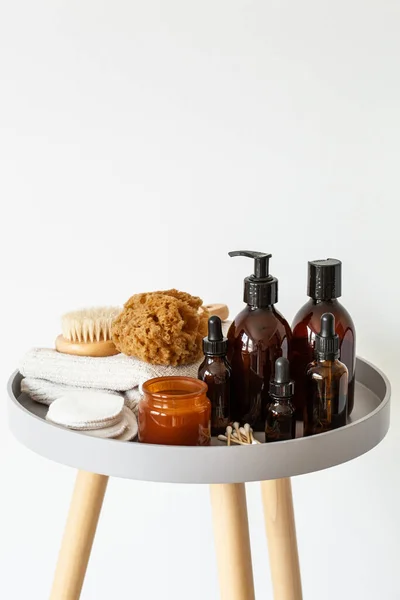 Zero Waste Eco Friendly Hygiene Bathroom Concept Reusable Cosmetic Bottles — Stockfoto