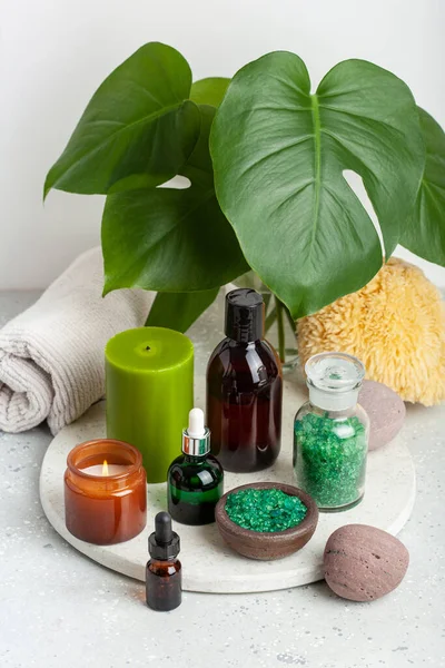 Zero Waste Eco Friendly Hygiene Bathroom Concept Reusable Cosmetic Bottles — Foto Stock