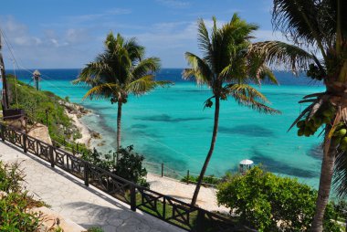 Mükemmel tropikal deniz manzara. Isla Mujeres (kadınlar adalar ada
