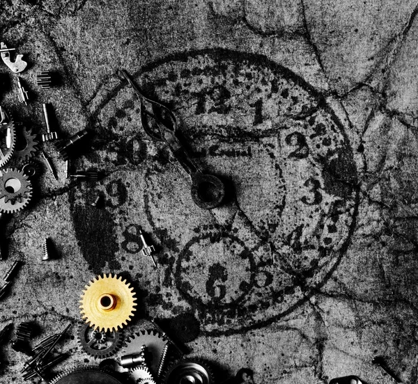 Il timbro dell'orologio sulla vecchia carta strutturata — Foto Stock