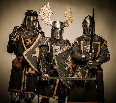 Three medieval knights clipart
