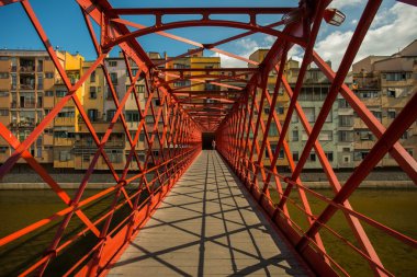 Metal bridge in Girona, Spain clipart
