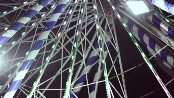 밤에 놀이 공원에서 carousels — 비디오