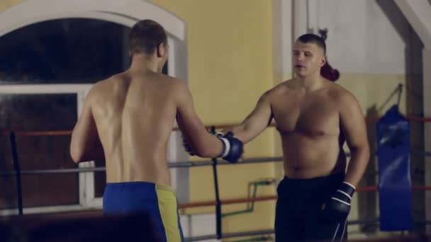 Dos hombres peleando en el ring — Vídeos de Stock