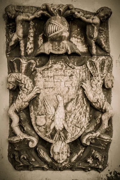 Escudo de armas hecho de piedra — Foto de Stock