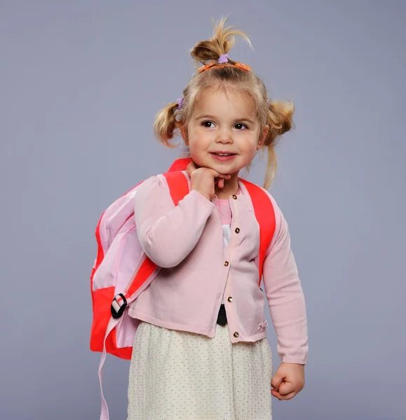 Little girl with rucksack — Stock Photo, Image