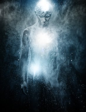 Man with conceptual spiritual body art clipart