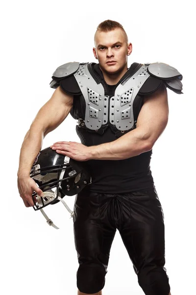 American football player with helmet and armour — Stock Photo, Image