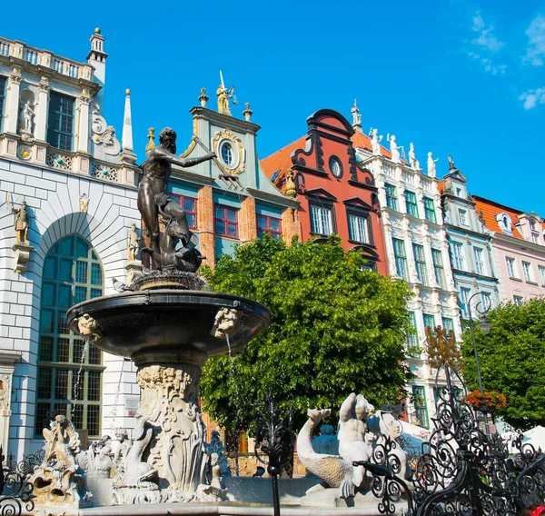 Neptune's Fountain in Gdansk, Poland — Stock Photo, Image