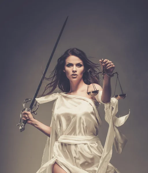 Femida, Goddess of Justice, with scales and sword — Stock Photo, Image