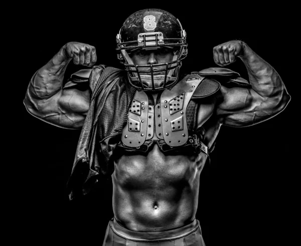 American Football Spieler mit Helm und Schutzpanzer — Stockfoto