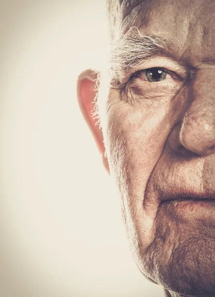 Senior man face close-up — Stok Foto