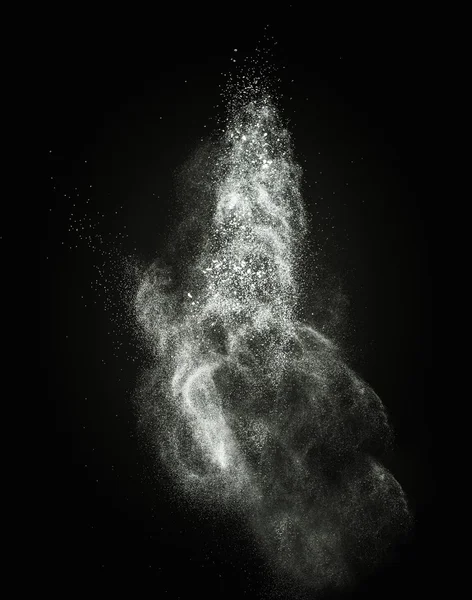 白い粉に分離された黒の爆発 — ストック写真