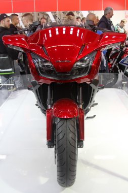 Hamburg, Almanya - 22 Şubat: honda motosiklet üzerinde 22 Şubat 2014 hmt (hamburger motorrad tage) expo, hamburg, Almanya. HMT büyük motosiklet Fuarı olan