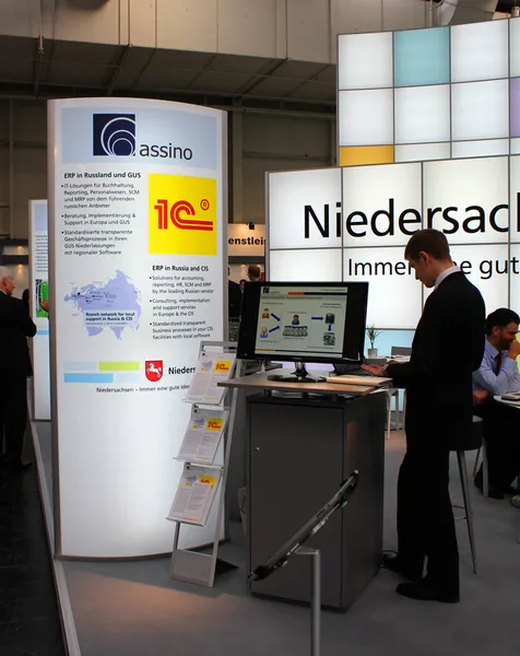 HANNOVER, GERMANY - MARCH 13: Stand of Niedersachsen on March 13, 2014 at CEBIT computer expo, Hannover, Germany. CeBIT is the world's largest computer expo — Stock Photo, Image