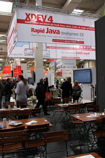HANNOVER, GERMANY - MARCH 13: Stand of XDEV 4 on March 13, 2014 at CEBIT computer expo, Hannover, Germany. CeBIT is the world's largest computer expo — Stock Photo, Image
