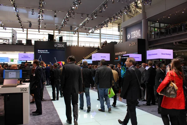 HANNOVER, GERMANY - MARCH 13: The stand of IBM on March 13, 2014 at CEBIT computer expo, Hannover, Germany. CeBIT is the world's largest computer expo — Stock Photo, Image