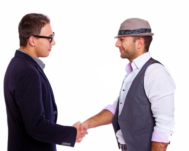 Two men shaking hands clipart