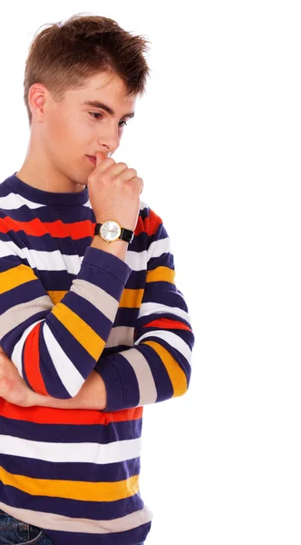 Portrait of sleazy young man posing on white background — Stock Photo, Image