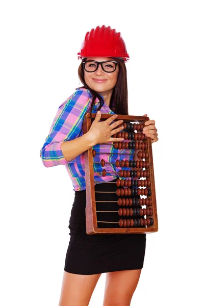 Una ragazza sorridente con un abaco — Foto Stock