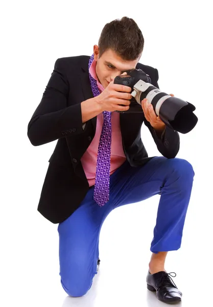 Photograph is on his knees — Stock Photo, Image