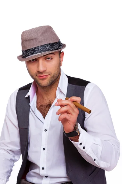 A gentleman is smoking — Stock Photo, Image