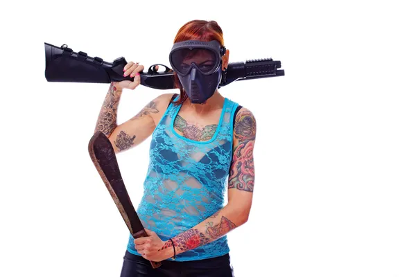 An armed young punk thug — Stock Photo, Image
