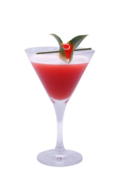 Red cocktail decorated with cherry — Stock Photo, Image