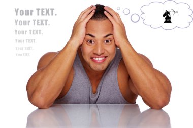 Image of man holding his head clipart