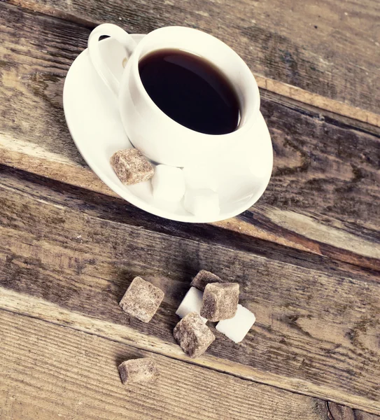 Imagen de taza de café y azúcar — Foto de Stock